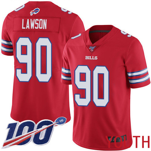 Youth Buffalo Bills #90 Shaq Lawson Limited Red Rush Vapor Untouchable 100th Season NFL Jersey